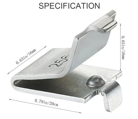 Adjustable Shelf Clips For 255 Standard Pilaster Systems, Heavy Duty Metal Shelving Bracket Clips, silver, dimensions shown