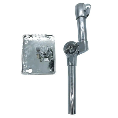 Built Tough Electronic Drum Module Mount Plate With Adjustable Tilting Holder, metal alloy body with tilted arm in silver