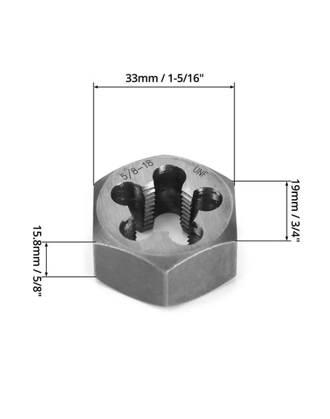 Five Eighths By Eighteen UNF Hex Die For Thread Repair In Carbon Steel Built Tough Durable Tap Die Extraction Tool For Rethreading