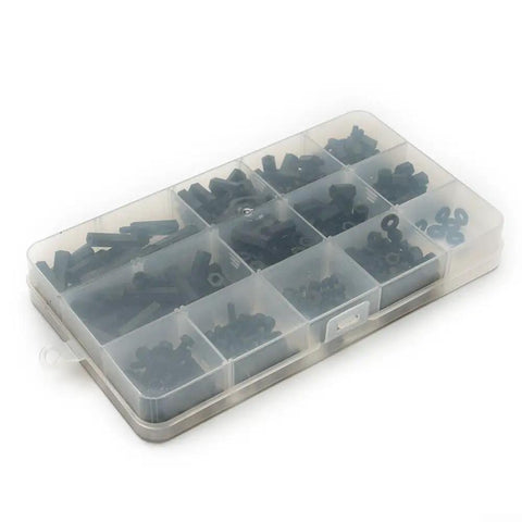M3 Nylon Hex Spacer Standoff Kit With 320 Piece Hardware Set For PCB Motherboard Assembly Black Storage Box And Nylon Pillars Screws Nuts And Washers For Easy Solid Mounting, 320-piece organizer case