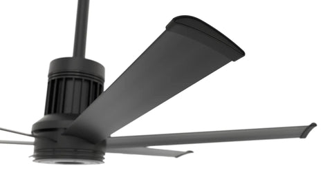 Close-up view of the aircraft grade aluminum blades of the Super Fly 60 Inch Smart Outdoor Ceiling Fan With Senseme Tech.