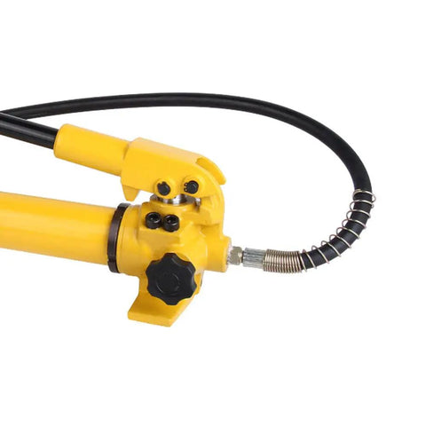 Close-up of Kick Ass Manual Hydraulic Hand Pump 10000 Psi Rated With 350Cc Reservoir showing detailed fitting and handle.