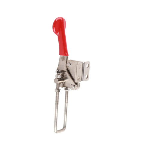 Heavy Duty Stainless Steel Quick Release Toggle Clamp With Ergonomic Plastic Handle For Adjusting Push Pull Latch, side view.
