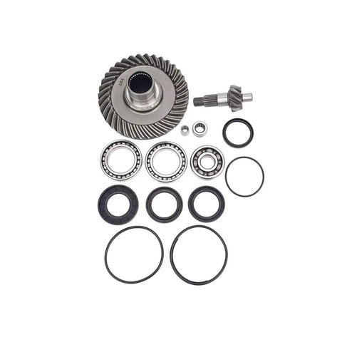 Top Shelf Heavy Duty Rear Differential Ring Pinion Gear And Bearing Kit Slick Performance Direct Fit Setup For Trx300fw 4x4 ATV parts arranged for installation.