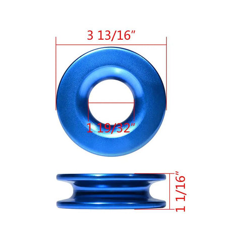 Aluminum recovery rings with dimensions for 4 Pack Synthetic Soft Shackle Ropes 1/2 Inch With Protective Sleeve And Aluminum Recovery Rings Blue