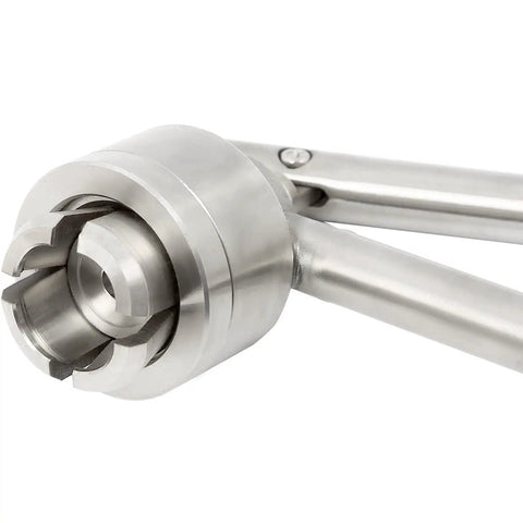 Close-up of 20mm Manual Vial Crimper Holds Flip Off Caps Solid With Zero Hassle Setup for easy sealing in labs.
