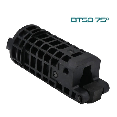 BT50 Tool Holder Sleeve Pot With A Solid 75 Degree Bend For Cnc Milling Rigs, black plastic design, precision fit for stability.