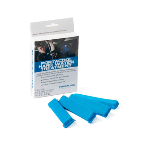Pack of four blue Hard Water Treatment Strips for Evaporative Coolers, Cuts Scale And Buildup, Boosts Efficiency And Longevity, Four Applications Per Pack, Authorized Accessory For Portable Evaporative Coolers