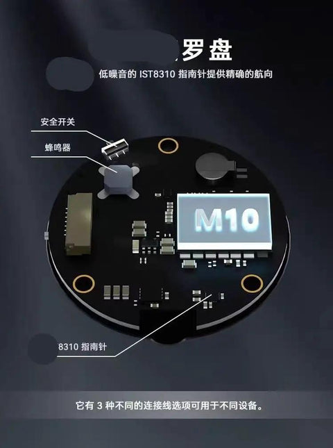 Close-up of M10 GPS Pixhawk Compatible Positioning Module With Compass For PX4 Flight Control Systems showing internal components.