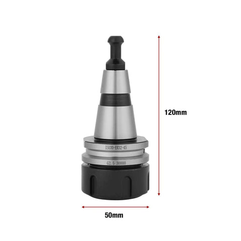 High Speed Stainless Steel Iso30 Er32 Balanced Collet Chuck For Cnc Milling And Lathe Tool Holder with dimensions 120mm height and 50mm diameter.
