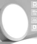 Six Pack 12 Inch Dimmable Flush Mount LED Ceiling Light 28W 3200LM 5000K Daylight White No Flicker Bright For Garage Apartment Restaurant Workshop And More showing round design