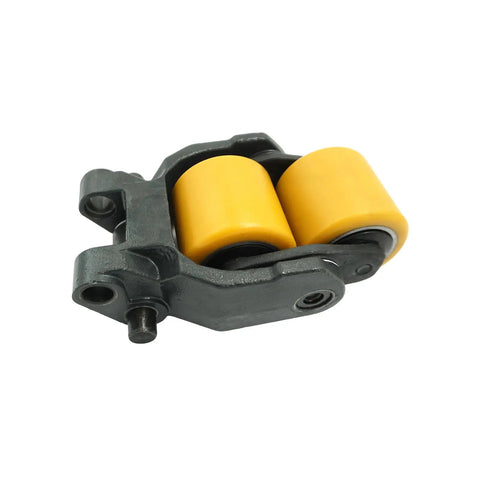 Heavy Duty Forklift Load Castor Bogie Assembly With Fiber Bush Replacement For Linde T20 T24 T30 N20 Part 1318501111 close-up view of yellow rollers