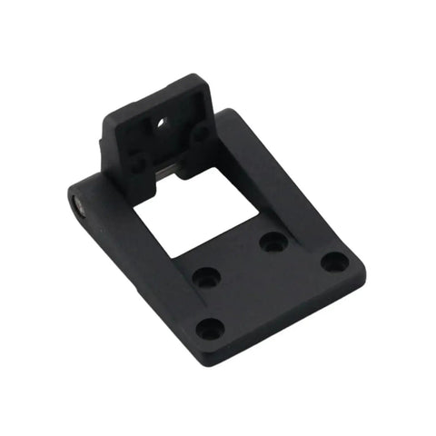 Rock Solid Rotating Cabinet Hinges Built Tough For Industrial Distribution Boxes And Electrical Automation Panels Durable Equipment Hardware Kit One Piece Replacement Bracket close-up view of a black metal hinge bracket with mounting holes.
