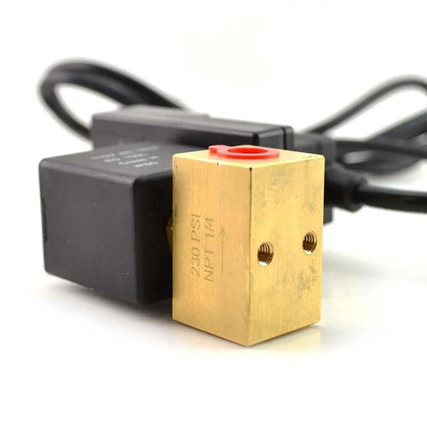 Easy Install Timed Electric Auto Drain Valve For Air Lines One Quarter Inch NPT 110V with brass body and solid state timer
