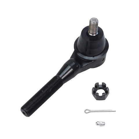 Front Tie Rod Drag Link Kit For 1997 1998 1999 2000 2001 2002 2003 2004 2005 2006 Jeep Wrangler TJ Includes Outer Drag Link Two Front Left Outer Tie Rod Ends And Right Inner Tie Rod End For Heavy Duty Beefed Up Suspension Replacement black steel tie rod end with castle nut and cotter pin