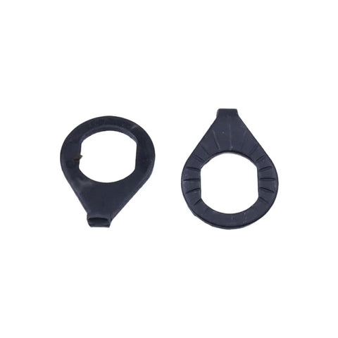Two black safety washers from Three Eighth Inch Black Flange Bicycle Hub Nut Kit With Front And Rear Safety Washers For Mountain Bike Axles