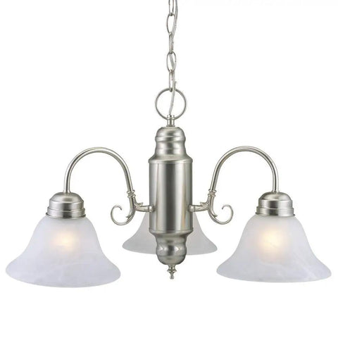 Millbridge 3-Light Indoor Dimmable Chandelier with Alabaster Glass Shades in Satin Nickel, traditional style for foyers