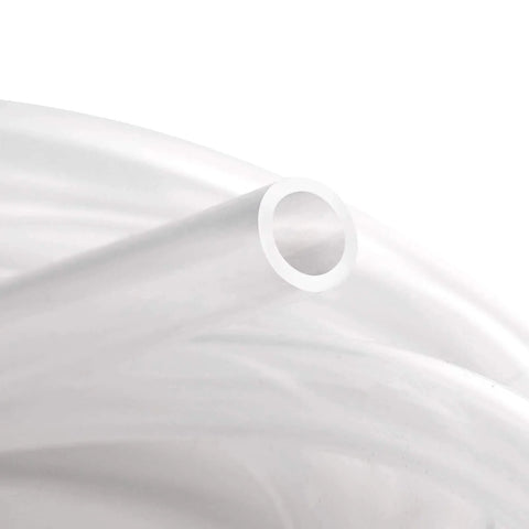 Food Grade High Temperature Silicone Tubing Three Eighths Inch ID By Half Inch OD Flexible Silicone Hose For Home Brewing Pump Transfer And Winemaking BPA Free Lead Free Non Toxic Medical Safe 3 Feet coiled close-up