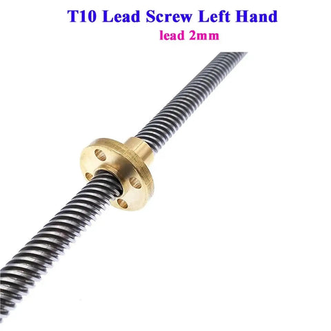 T10 Left Hand Lead Screw With 2mm Pitch Built Damn Tough Out Of 304 Stainless Steel Hooked Up To An Awesome Brass Flange Nut