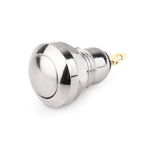 Waterproof Momentary Push Button Switch 8mm Mini Metal Button With Golden Feet Self Reset 1NO DC 36V 2A Micro Round Button For Doorbell Power Start Durable Silver Body Pack Of 5, silver 8mm metal push button with golden foot