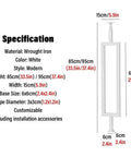 Rock Solid Heavy Duty White Wrought Iron Balustrade Posts And Stair Spindle Sets For Deck Porch Railings Floor Mount Banister Columns With Screw Kit 95 Cm Tall 25 Pack specification image with measurements.