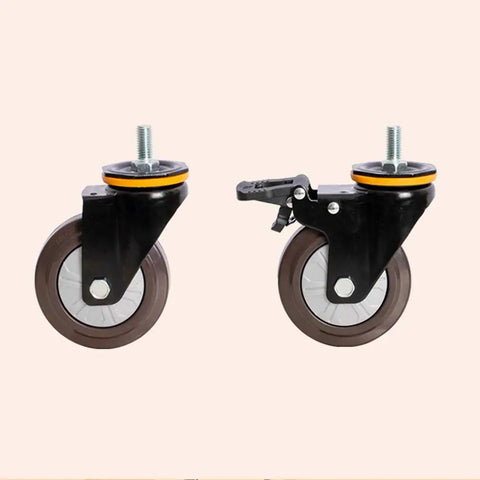 Badass Heavy Duty Swivel Casters With Dual Lock Brakes Smooth As Butter Rubber Wheels For Furniture shown from side view.