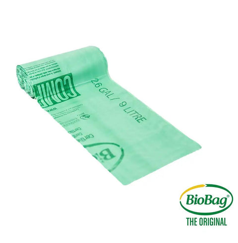Heavy Duty Compostable Food Scrap Bags 100 Count Bpi Certified Biodegradable Kitchen Counter Liners, 9 litre roll in green.