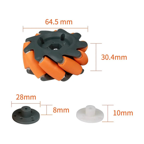 65mm mecanum wheel for RC and robotics with dual coupling