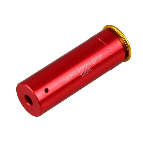 12 Gauge Red Dot Laser Bore Sight In Chamber Cartridge With Two Battery Sets Copper Finish Safe Class IIIA Beam