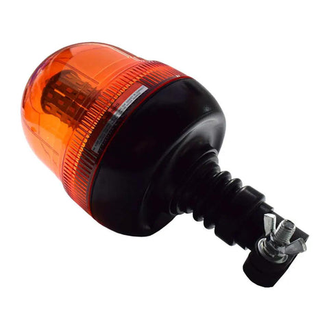 Premium Amber Led Rotating Beacon And Strobe Light With 60 Led Offering 360 Visibility For Tractors And Rigs Featuring Flexible Base, angled view showing mount design.