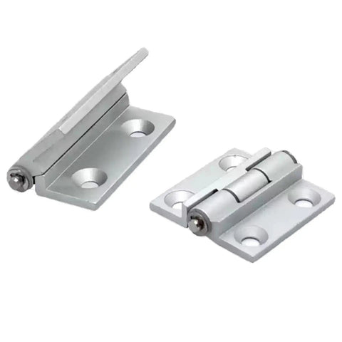 Rugged Aluminum 120 Degree Limit Hinge for Industrial Machinery and Hardware showing open and closed positions.