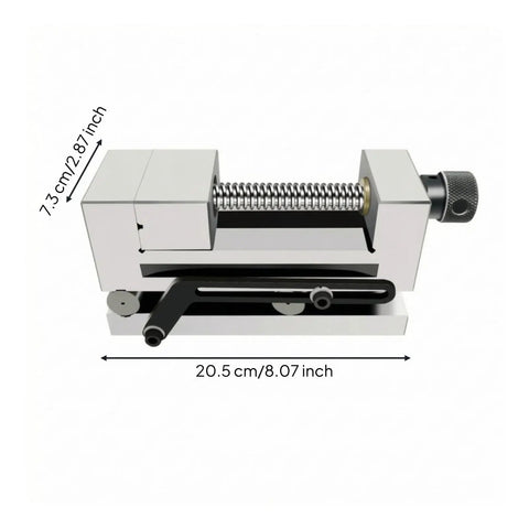 Precision Swivel Vise Machine Workholding Clamp With Graduated Rotation And Secure Jaw For Accurate Fixturing Perfect For CNC Milling Grinding Shop Operations 3 Inch Size shown from the side with measurements.