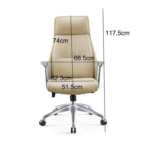 Super Comfy Ergonomic Office Chair Executive Swivel Seat With High Back Support Slick Leather Cushion dimensions and measurements.