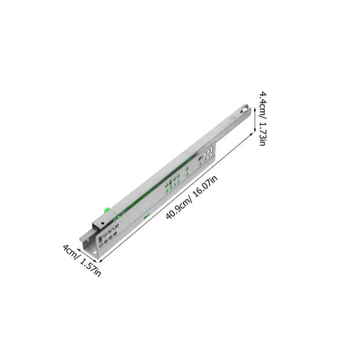 One Pair Drawer Slides With Smooth Glide Bottom Mount For Under Drawer Install showing dimensions and metal construction