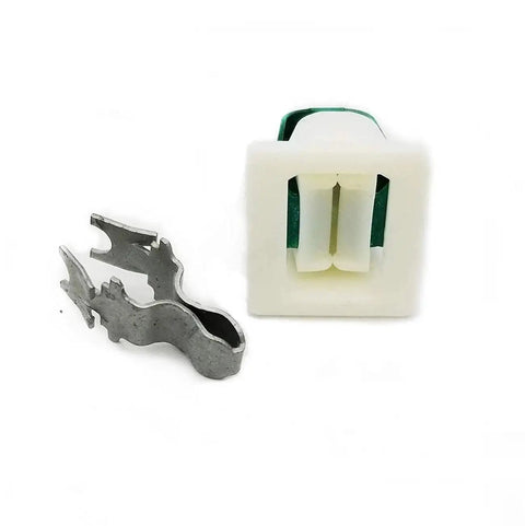 Get That Secure Door Catch Strike Latch Kit For Your Appliance With This Awesome 2 Pack EXP570 Solution Replace Parts 4027EL2001A And 4026EL3001A. White plastic strike and metal clip.