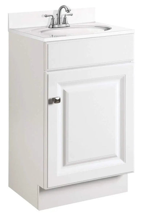Unassembled White Bathroom Vanity Cabinet With One Door Frameless Design 18 By 16 Inches No Top Spacious Interior For Toiletries Easy Access Modern Powder Room Storage Solution
