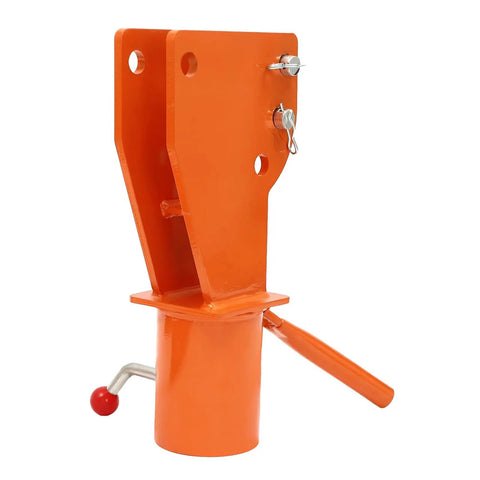 Rock Solid Folding Pickup Truck Bed Crane Hoist component featuring an orange steel frame for secure attachment.