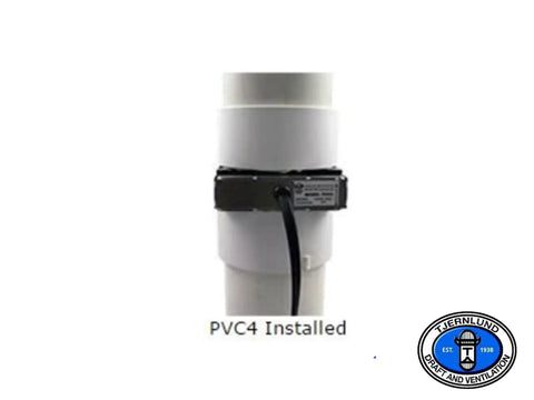 Radon Mitigation Exhaust Fan With 6 Foot Power Cord And 4 Inch PVC Pipe installed on duct