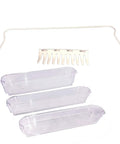 Refrigerator Door Shelf Kit Five Piece Clear Set With Magic Fingers Bottle Holder And White Shelves Includes White Metal Rail