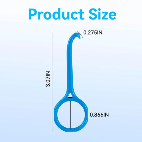 Clear Aligner Remover Tool Set For Easy Gentle Removal Of Aligners And Retainers Includes Chewies For Quick Comfort No Sweat Pain Free Removals For Invisible Braces Everyday Care. 3-inch blue plastic remover tool shown with dimensions