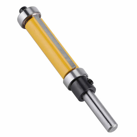 Pro Grade Double Bearing Flush Trim Router Bit Set, 1/4 inch shank, 1/2 inch cutting diameter, close-up view