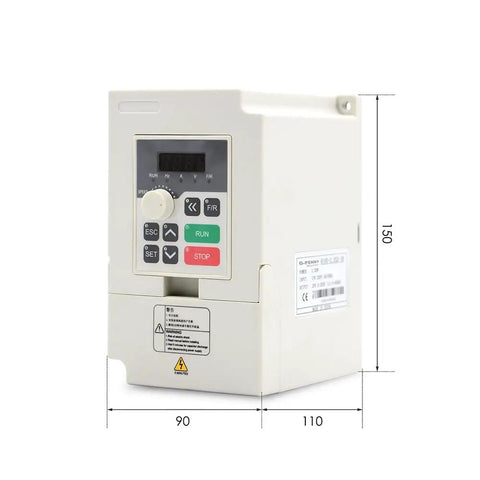QL inverter for Powerful 1.5KW ER16 D65 110V Air Cooled Spindle Motor Kit with control panel and dimensions shown