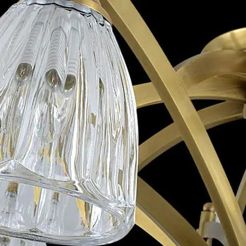 Close-up of European Luxe Ceiling Chandelier That Slays Rooms With Modern Classic Charm with crystal glass shade details.