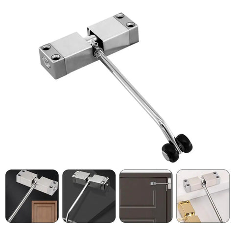 DIY Friendly Automatic Door Closer With Easy Install For Home Dorm And Mall Use Self Closing Door Controller in silver aluminum