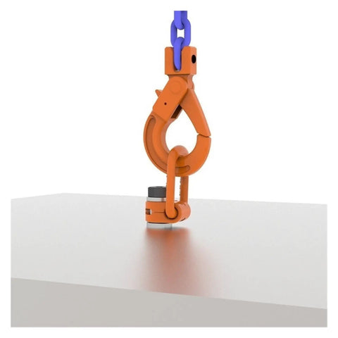 Bombproof Forged Alloy Steel Swivel Hoist Ring With Smooth 360 Degree Rotation And Legit 4X Safety Factor hanging from a chain.