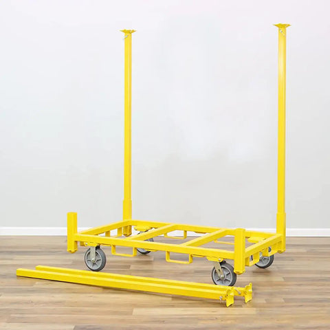 No Nonsense Yellow Four Wheel Chair Table Storage Cart With 3000 Lb Capacity Smooth Swivel Casters Built Tough Steel Deck, mobile parts organizer.
