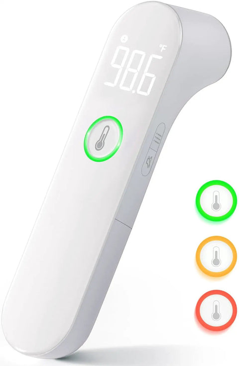Non Contact Forehead Thermometer For Adults And Kids Fast Accurate Temperature Readings Baby Thermometer With Quick Hygienic Scan Easy One Button Use Family Health Essential, white LED display
