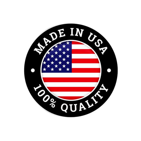 Made in USA badge with American flag and text, representing quality and craftsmanship.