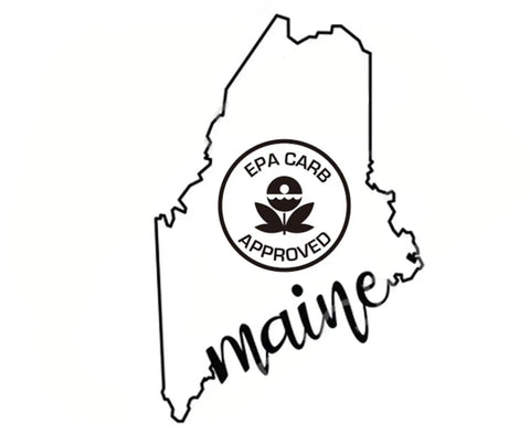 Outline of Maine with 'EPA CARB Approved' emblem, related to OE Quality Catalytic Converter Replacement Part For 2004 Jeep Liberty 3.7L