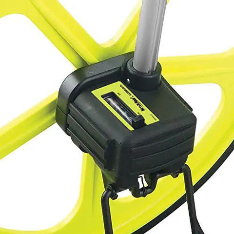 Close-up of the gear-driven five-digit reset counter of the Pro Grade 14.3 Inch Diameter Measuring Wheel Built Like A Tank.